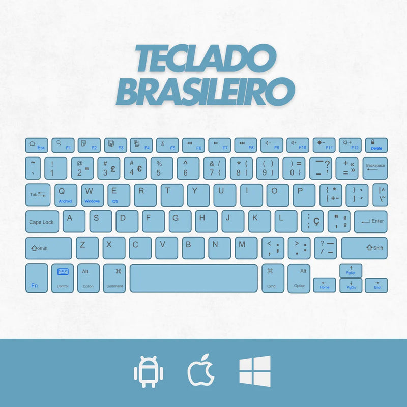 Teclado Sem Fio Bluetooth Recarregável Com Mouse