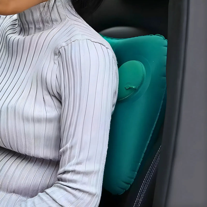 Travesseiro Almofada de Viagem Inflável e Portátil - VERDE