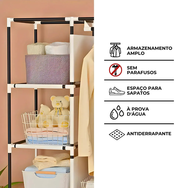 Guarda Roupa Closet Dobrável Organizador com Capa de Tecido