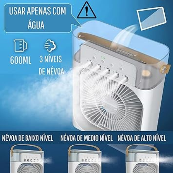 Ventilador Portátil de Mesa Mini Ar Condicionado Umidificado