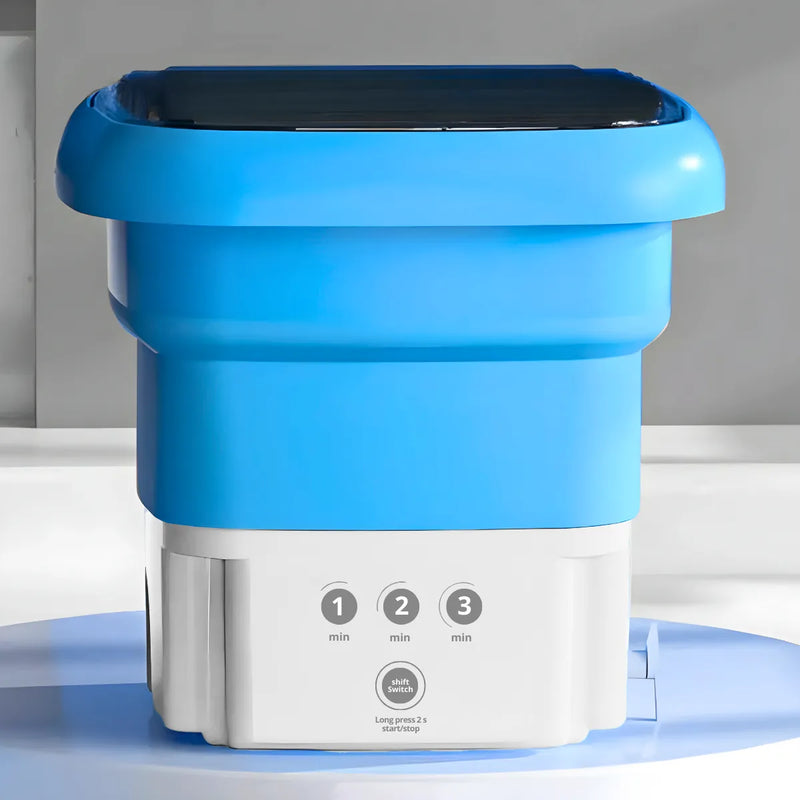 Mini Máquina de Lavar Roupa Portátil Dobrável - AZUL